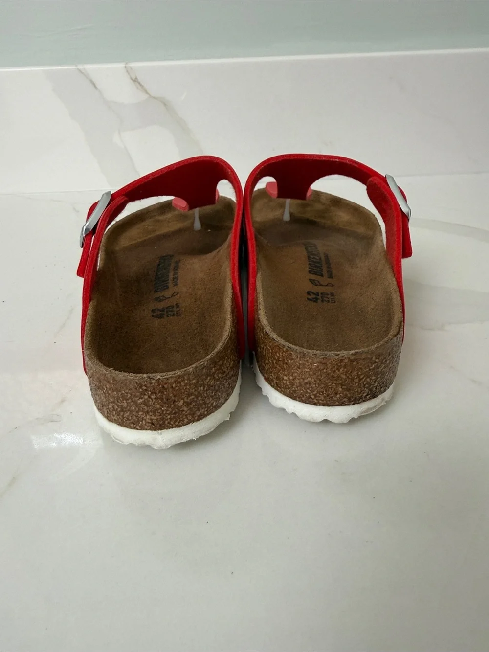 Women's Pink coral Gizeh size 11 42 R T-Strap Cork Footbed Sandals